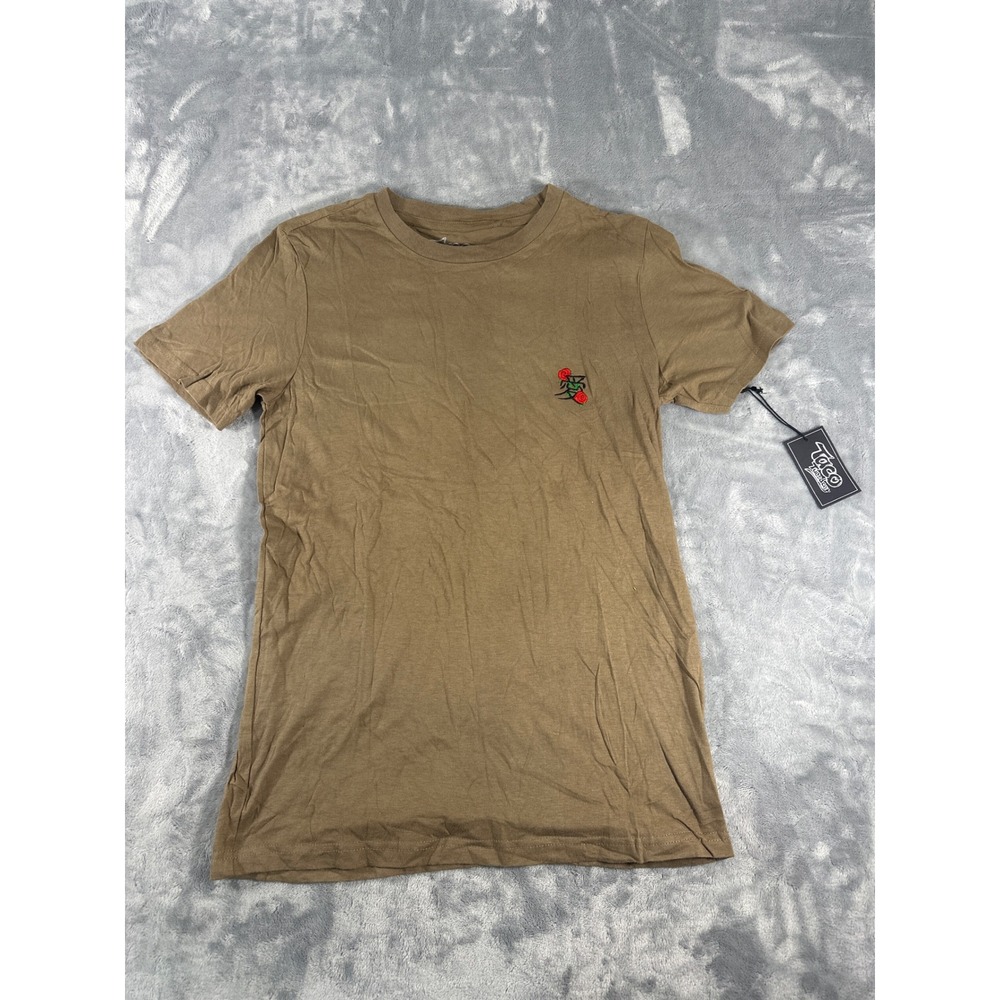 Taco‎ Tuesday Mens Skeleton Hand Rose Graphic T-Shirt Tan Brown Small NWT